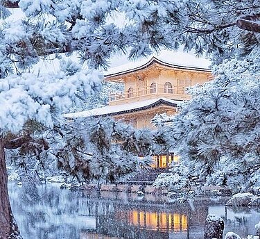 雪化粧の金閣寺（京都）